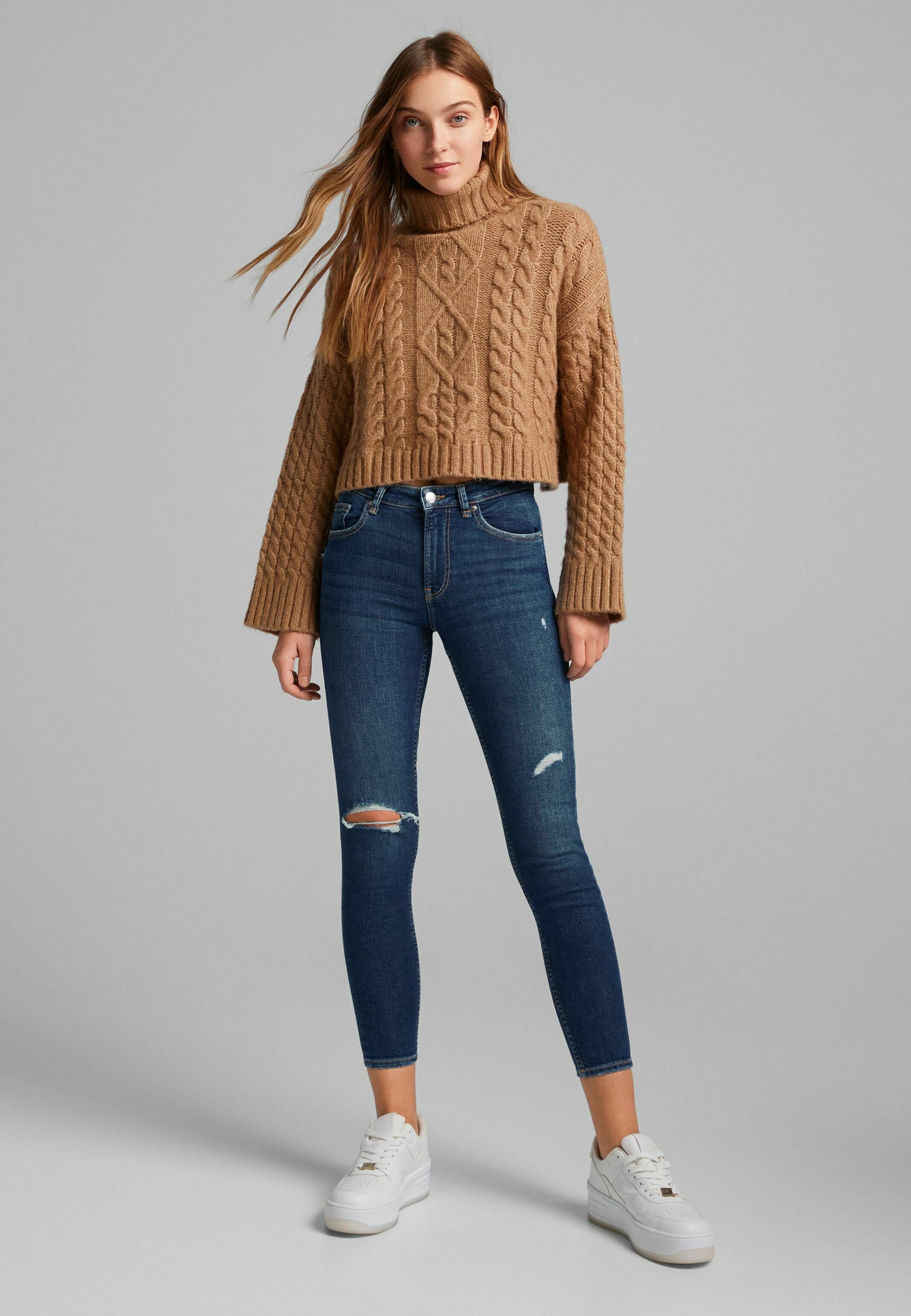 Bershka SKINNY-LOW WAIST JEANS - Jeans Skinny Fit - blue denim - Zalando.de