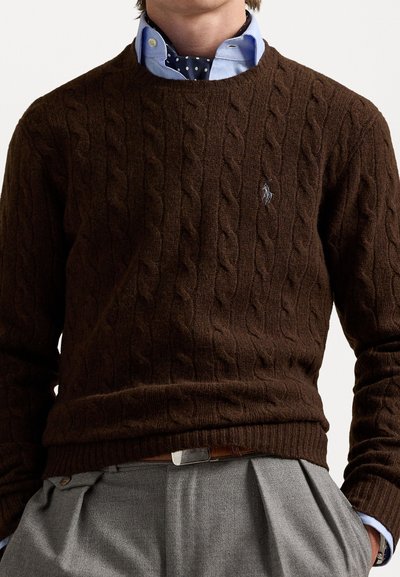 Polo Ralph Lauren CABLE KNIT WOOL CASHMERE JUMPER - Trui - cacao brown heather