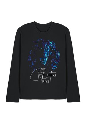 Black long-sleeve shirt with a blue glowing wolf face graphic and white text reading "The Creep Tapes" on the front.