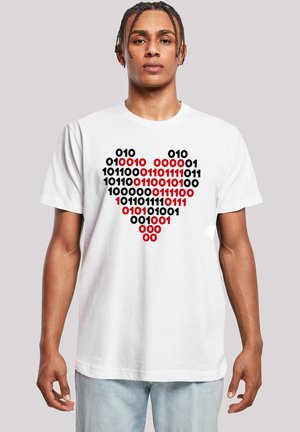 I LOVE YOU BINARY CODE HERZ  VALENTINSTAG - Print T-shirt - weiß