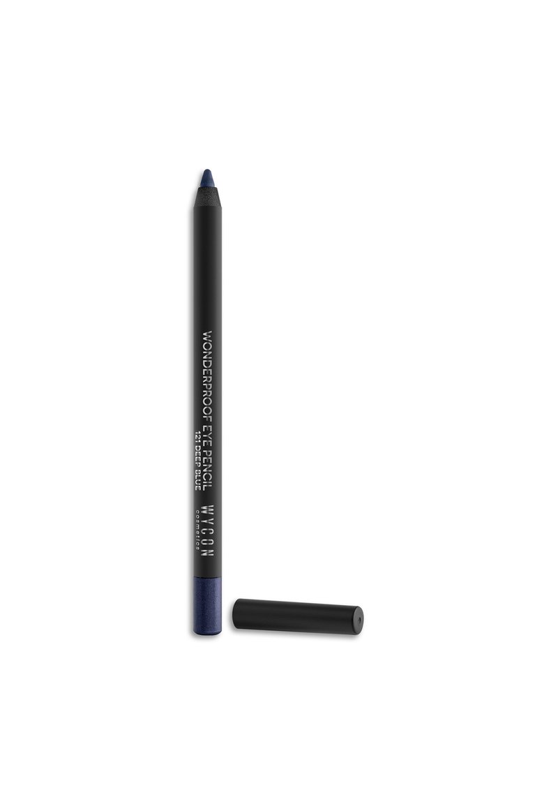 Matita per occhi waterproof di un blu intenso con un fusto nero. Caratterizzata da una punta affusolata per un'applicazione precisa e un cappuccio coordinato.