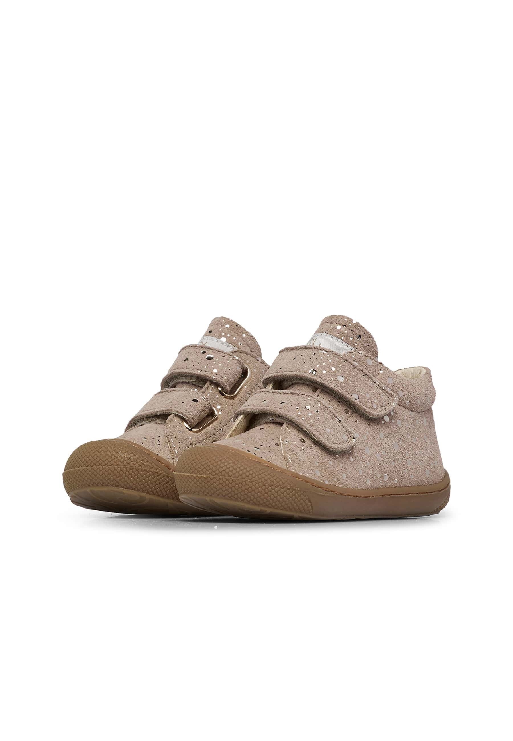 Naturino Cocoon Lauflernschuhe Aus Metallic-Veloursleder – Weich, Gepolstert, Mit Gummisohle Für Babys