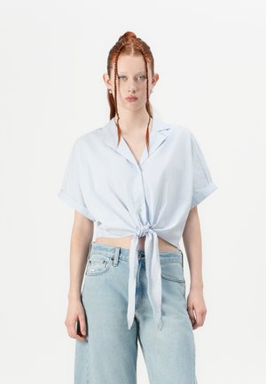 JDYMIO KNOT - Button-down blouse - cashmere blue/white