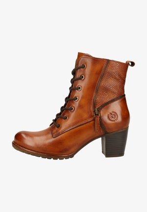 bugatti Lace-up ankle boots - cognac/reptile print 6383