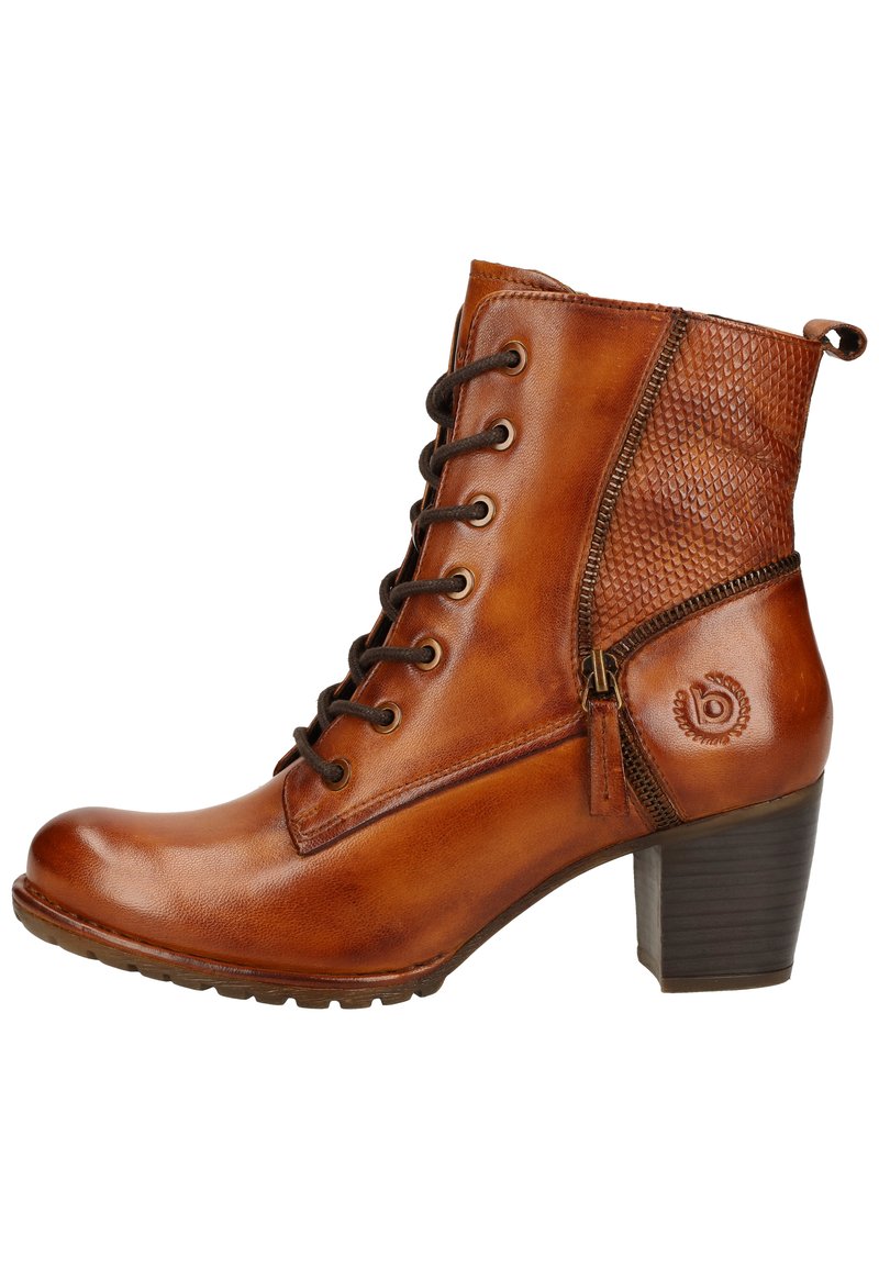 bugatti Schnürstiefelette - cognac/reptile print 6383