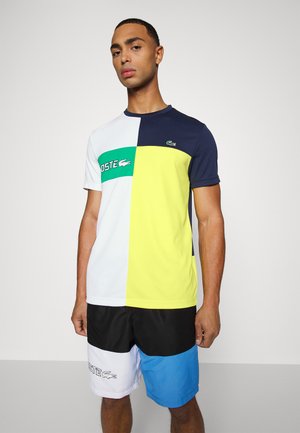 TENNIS - T-shirt de sport - white/navy blue/pineapple fluorine green
