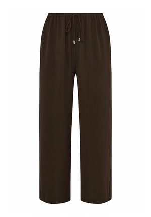 Evans, PLUS SIZE WIDE LEG TROUSERS - Housut - chocolate