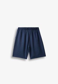 Short bleu marine avec taille élastique et coupe ample, présenté sur fond blanc.