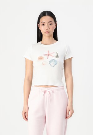 Hollister Co. Floral Graphic Baby Tee - T-shirts med print - cloud dancer