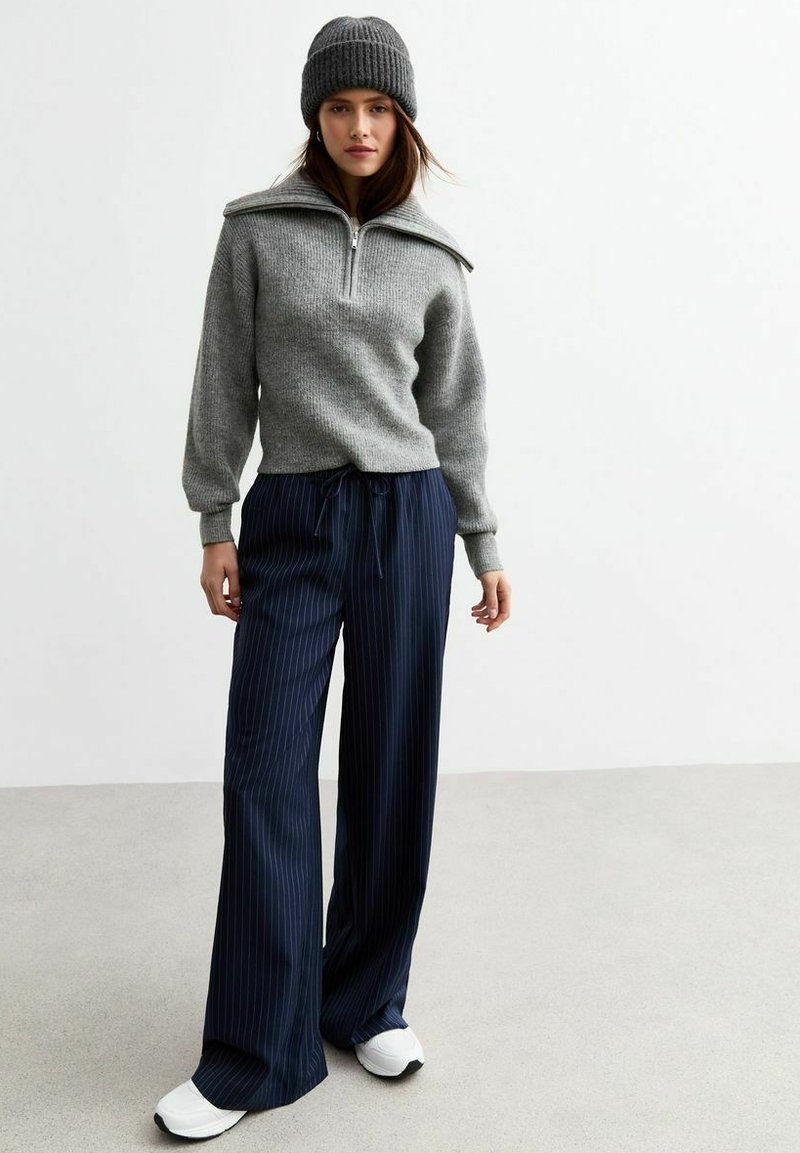 Tunika Lagenlook Con Collo Carmen OVERSIZE Grigia Nera A Righe 44 - Foto 8