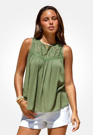 Cupshe, CHIC EMBROIDERED SLEEVELESS TANK TOP - Blusa - dark green