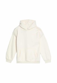 Krémová mikina z měkké tkaniny, s klokaní kapsou, kapucí na šňůrku a žebrovanými manžetami. Jednoduchý, bezproblémový design.
