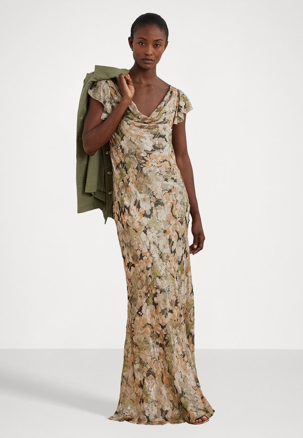 FLORAL METALLIC JACQUARD COWLNECK GOWN - Occasion wear3