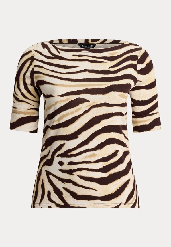 ZEBRA-PRINT STRETCH COTTON BOATNECK TEE - Print T-shirt3