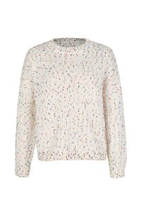 Gebreide sweater in crème met meerkleurige spikkels. Ronde halslijn, lange mouwen en geribbelde boorden en onderrand. Textuurstof. Casual ontwerp.