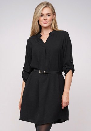 WITH TURN-UP SLEEVES AND BELT - Day dress - black