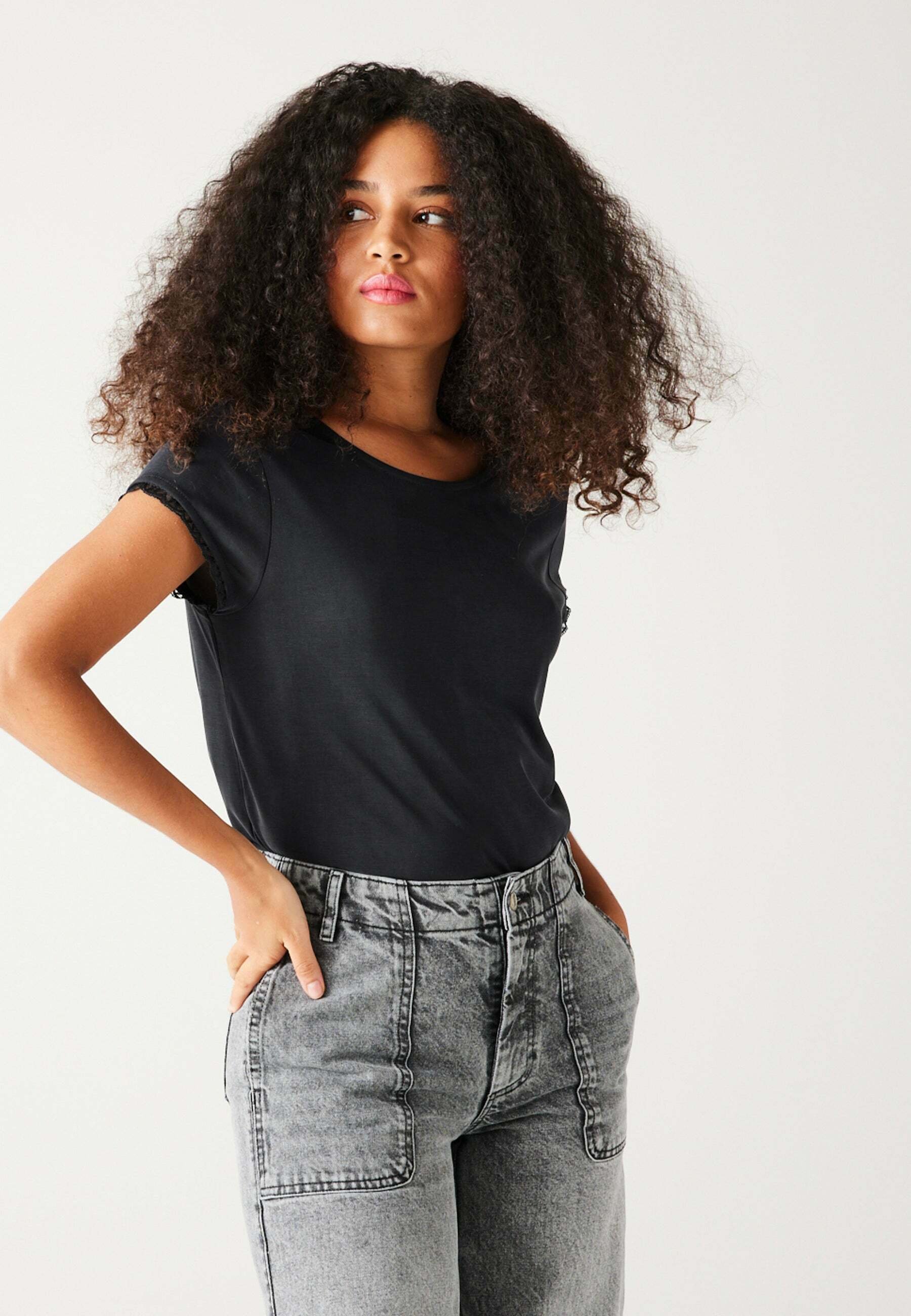 T-shirt Promod Stretch - Gris - Taille 34/36 - Manches Longues - Femme - Vintage