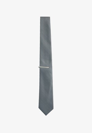 Next, TEXTURE TIE WITH TIE CLIP - Tie - grey