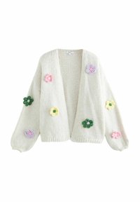 Next SOFT TOUCH FUZZY - Strickjacke - white ecru floral/weiß - Zalando