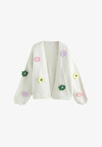 Next SOFT TOUCH FUZZY - Strickjacke - white ecru floral/weiß - Zalando