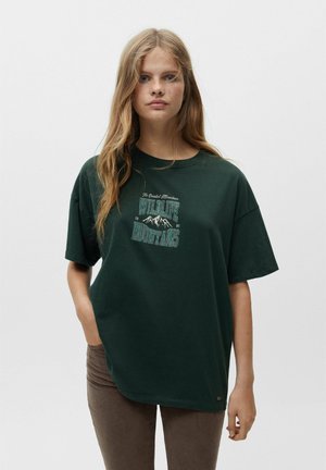 WITH MOUNTAIN - T-shirts print - mottled dark green