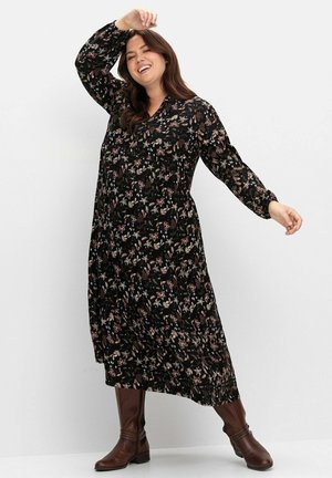 Sheego, Maxi dress - schwarz bedruckt