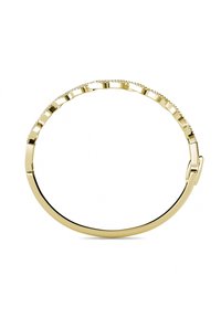 Bracciale in oro con design curvo composto da maglie alternate lisce e testurizzate, finitura liscia e chiusura a fermaglio sicura.