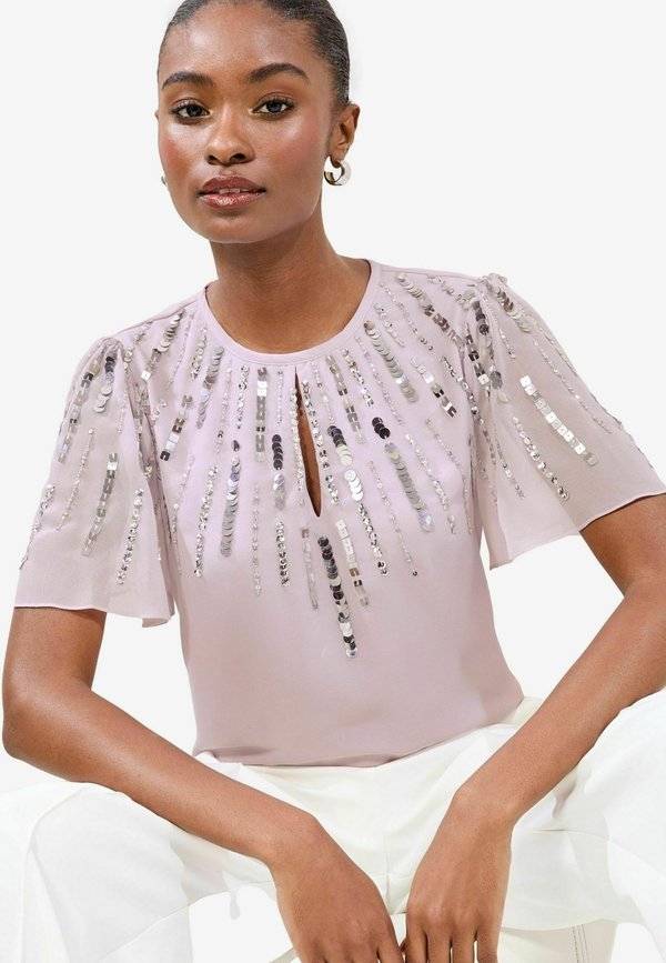REGULAR FIT - EMBELLISHED KEYHOLE SLEEVE - Bluse - lilac