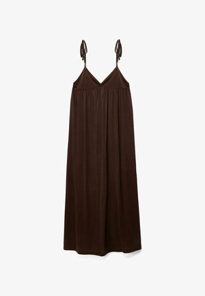 NA-KD, FLOWY TIE SHOULDER MAXI DRESS - Vestito lungo - dark brown