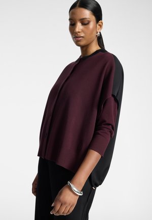 Elena Mirò, CARDIGAN BOXY BICOLORE - Chaqueta de punto - bordeaux