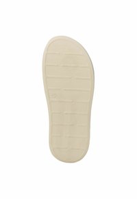 Semelle de chaussure, beige clair, en matériau caoutchouteux avec un motif de grip texturé et des rainures horizontales. Taille marquée comme '37' sur la semelle.