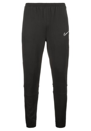 Czarne sportowe spodnie joggery z elastycznym pasem i ściągaczami, z białym logo Nike Swoosh na górnej części uda.