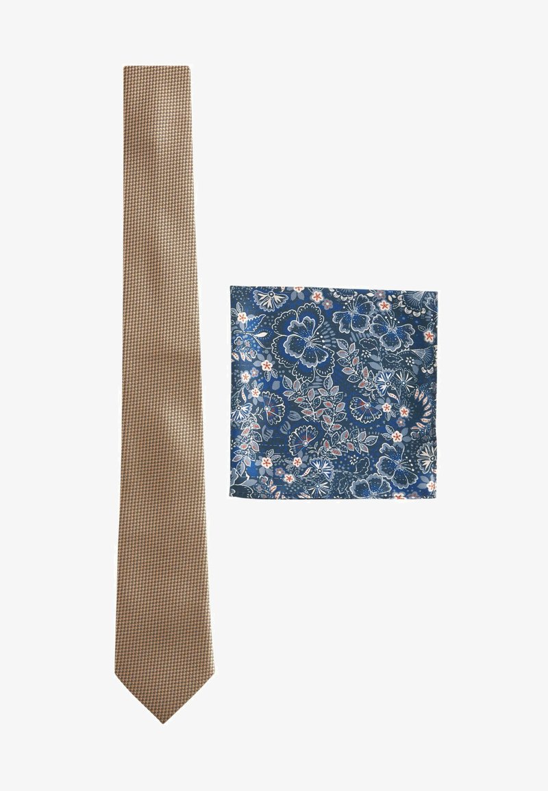 Next SAGE WITH FLORAL SET - Nosinaitė į švarko kišenę - neutral brown navy blue floral