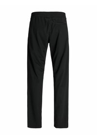 Pantaloni sportivi neri con vita elastica, design a gamba dritta e una singola tasca posteriore. Tessuto dalla trama liscia, stile minimalista.