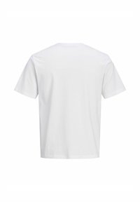 T-shirt blanc uni à manches courtes montré de dos avec un col rond sur fond blanc.