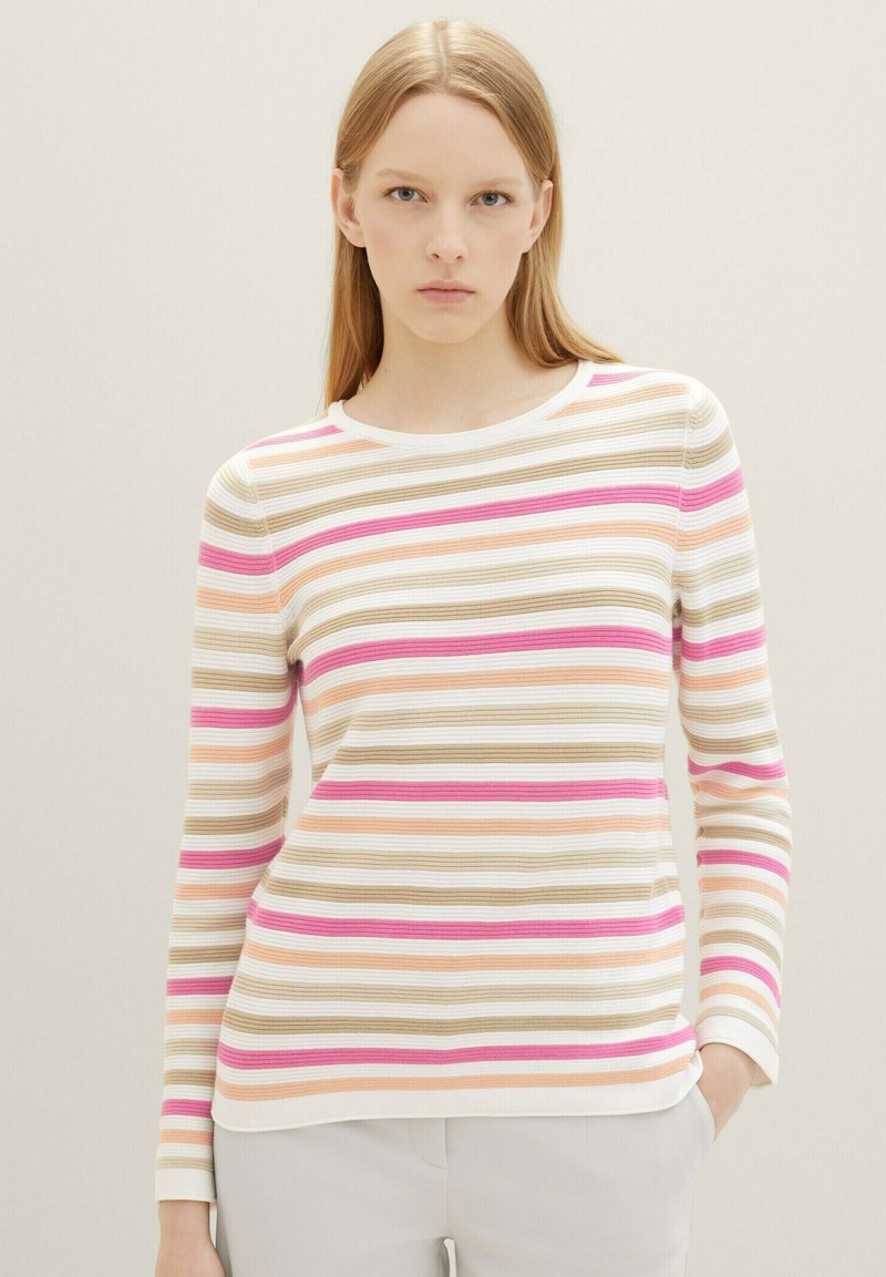 TOM TAILOR NEW OTTOMAN - Strickpullover - pink peach ottoman stripe