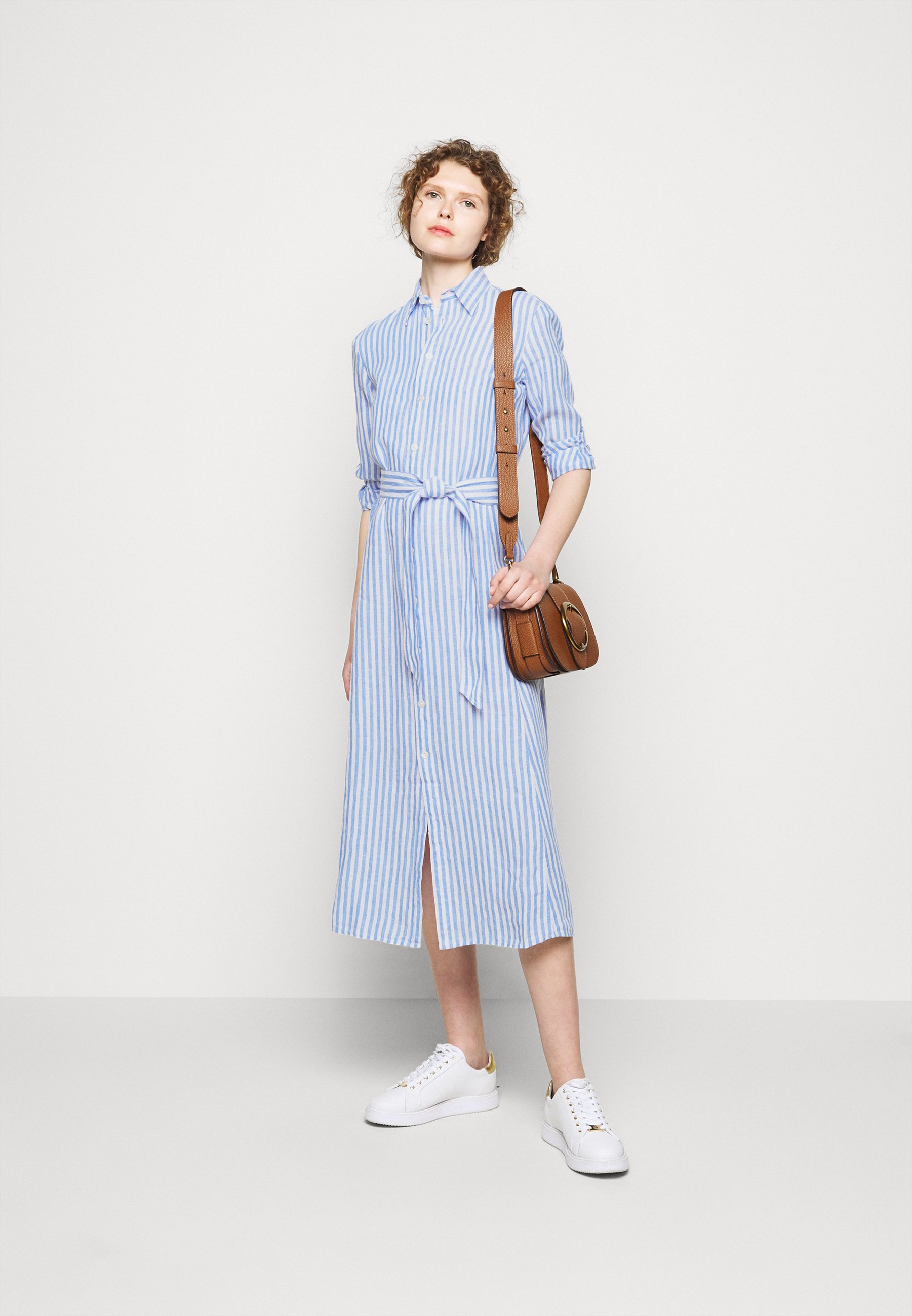 Polo Ralph Lauren STRIPE - Abito a camicia - white/ medium/celeste - Zalando .it