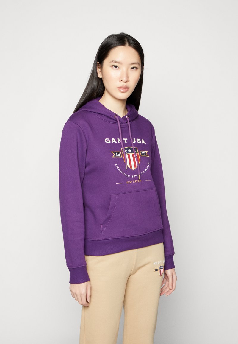GANT BANNER SHIELD HOODIE Sweatshirt eggplant purple/purple