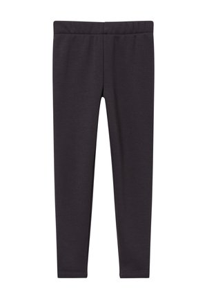 Leggings neri in cotone con una texture liscia, dotati di una cintura elastica e di un design slim-fit, adatti per un abbigliamento casual.
