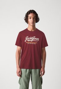 Jack & Jones JPRBLUHUDSON TEE CREW NECK 5 PACK - T-shirt med print - cloud dancer/port/black/navy blazer