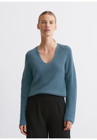 Marc O'Polo LONGSLEEVE V NECK - Πουλόβερ - hazy blue