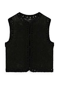 CREW NECK WITH EMBROIDERED DETAIL - Veste sans manches - black