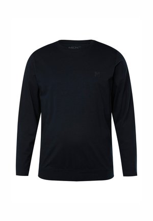 Felpa nera a maniche lunghe realizzata in tessuto morbido. Presenta un collo tondo, polsini a costine e un logo discreto sul petto. Design semplice.