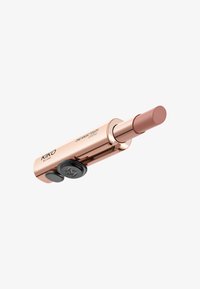 KIKO One Magic Touch leppestift med metallic rosa gullforing, avrundet spiss og en svart knapp for tilbaketrekking.