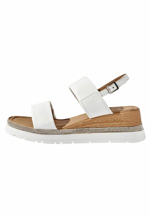 Next FOREVER COMFORTÂ® LEATHER SPORT BLING WEDGES - Sandali con zeppa - white