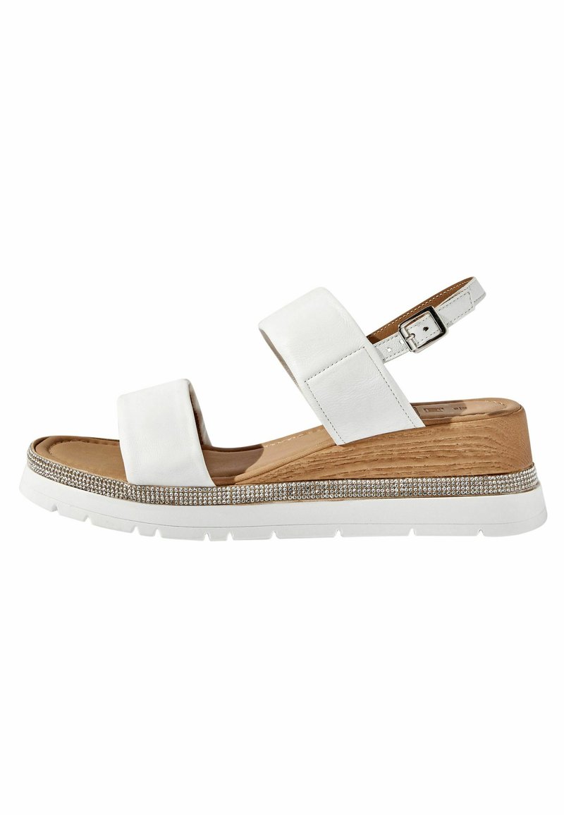 Next FOREVER COMFORTÂ® LEATHER SPORT BLING WEDGES - Sandales compensées - white