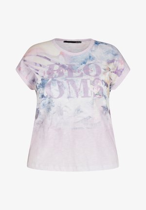 MIT FLORALEM ALLOVER-MUSTER UND STATEMENT - T-shirt print - beige