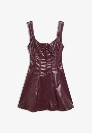 Bershka, SPAGHETTI STRAP LEATHER EFFECT SWEETHEART NECKLINE - MINI DRESS - Robe de jour - light pink