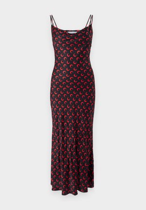 MARINE SERRE MOON PRINTED FLOU SLIP DRESS - Maxi-jurk - black/red