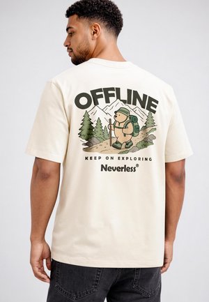 Neverless, HERREN T-SHIRT - OUTDOOR DESIGN - HIKE ADVENTURE BEAR - - Print T-shirt - hell-beige